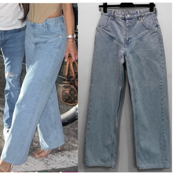Zara wide leg jeans Light blue Mugler Design Size 4 - Picture 1 of 13